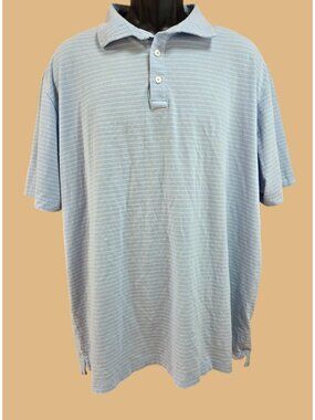 Peter Millar Mens Blue Striped Polo XXL Pima Cotton Blend